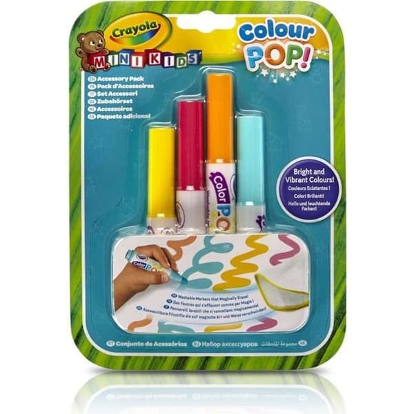 CRAYOLA Color Pop Markers - Refill x4 för barn från 36 månader och uppåt - Gul, Röd, Orange, Blå