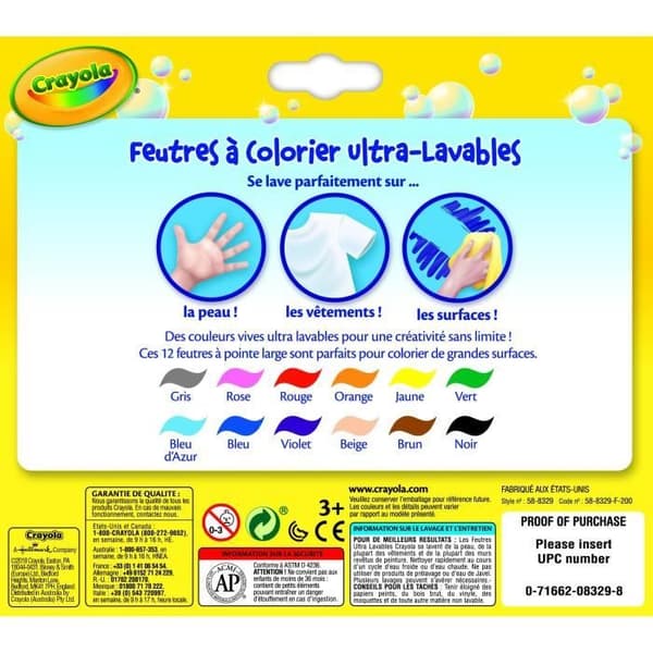 Crayola ULTRA-TVÄTTBARA färgpennor - Kartong med 12 - För barn från 3 år och uppåt