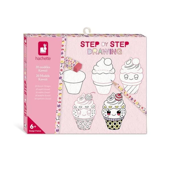 Steg för steg Ritning - Lär dig rita - 20 Kawaii-modeller - Ritsats för barn - Lär dig rita - Från 6 år