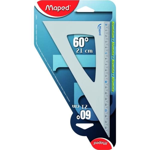 MAPED ritning kvadratisk - 60° - 21 cm - Slitstark anodiserad aluminium - Grå