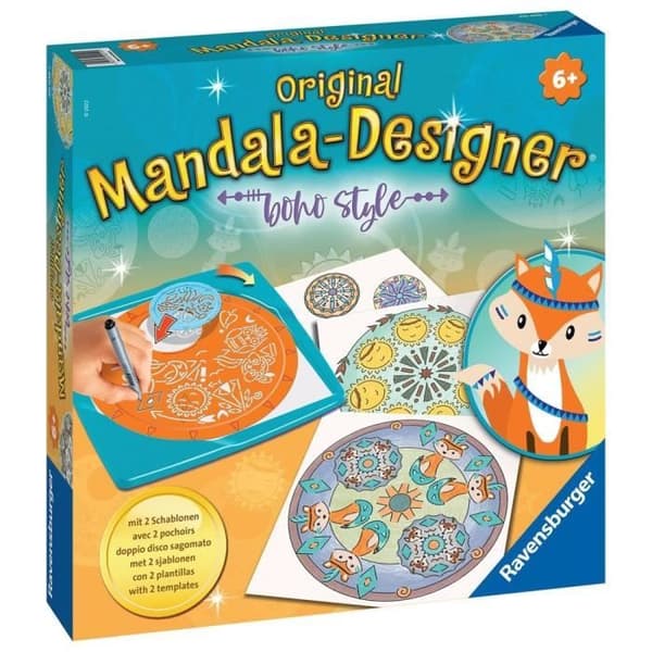 Ravensburger - Mandala Designer - Schabloner och pennor ingår - Boho Style - Kreativ lek från 6 år