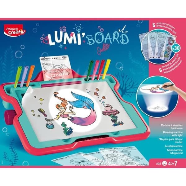 MAPED Lumi Board ritmaskin - Sjöjungfrur - Ålder 4+ - Ljusprojektion - 5 svårighetsgrader