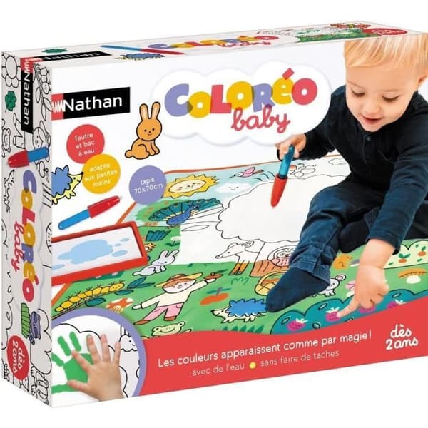 Kreativ aktivitet - NATHAN - Coloréo Baby - Färgläggning med vatten, passande mattor och filt