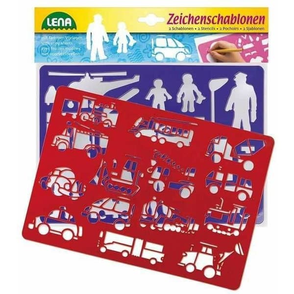 Pochoirer - LENA-leksaker - Transportmedel - 27x23 cm - 2 Modeller - Från 3 år