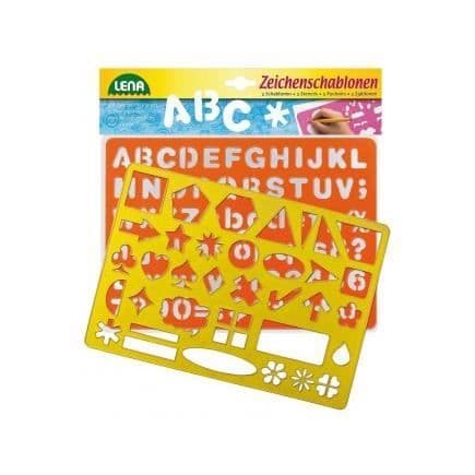 Kreativ spel - LENA - Plastmallssats - Alfabet, Nummer, Former - 2 mallar - Blandat