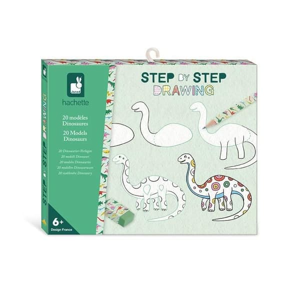 Steg för steg Ritning - Lär dig rita - 20 Dinos-modeller - Ritsats för barn - Lär dig rita - Från 6 år