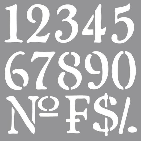 Stencil - RAYHER - Siffror - 30,5x30,5cm - Vit