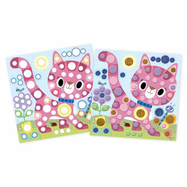 Barns kreativa fritidspaket - JANOD - My Arts & Crafts - Runda skumdekaler - 4 tavlor - Från 4 år