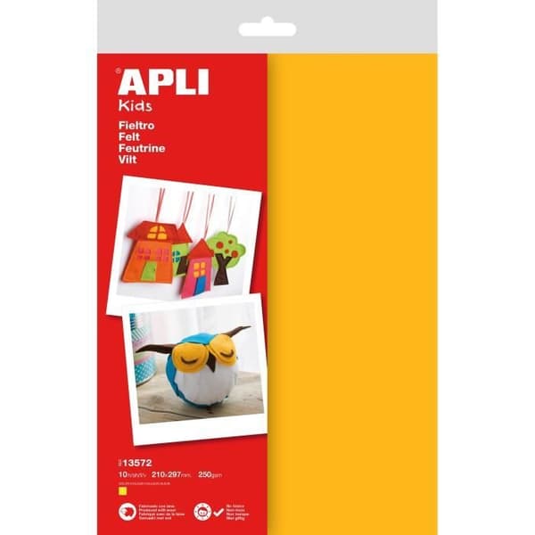 APLI Påse med 10 filtark - gul