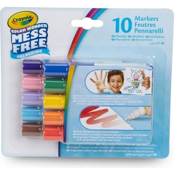 Color Wonder-markörer - GOLIATH - 10 olika minifiltpennor - För barn från 3 år och uppåt