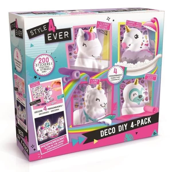 STYLE 4 EVER Mini Deco DIY - Set med 4 minifigurer för att dekorera och anpassa den glöden i mörkret! - OFG 177 - 6 år och