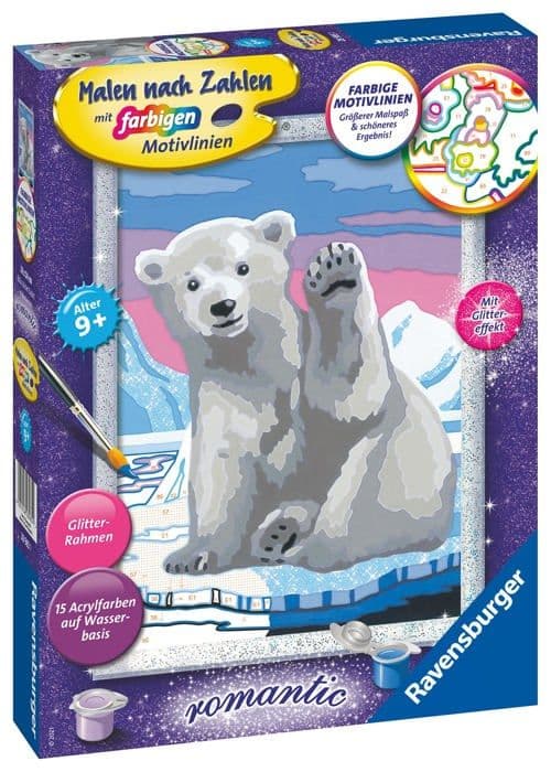Ravensburger - 28985 - 4005555560 Paint by Numbers Game-Hallo, Little Polar Bear Children från 9 år,