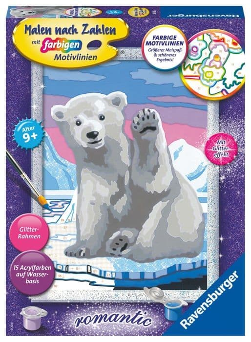 Ravensburger - 28985 - 4005555560 Paint by Numbers Game-Hallo, Little Polar Bear Children från 9 år,