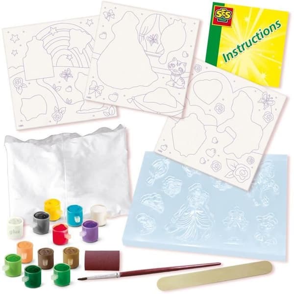 Moulage och målning - Lär dig måla princessor 3x - Kreativa hobbyer - SES CREATIVE - Skapa 3 målningar av princessor.