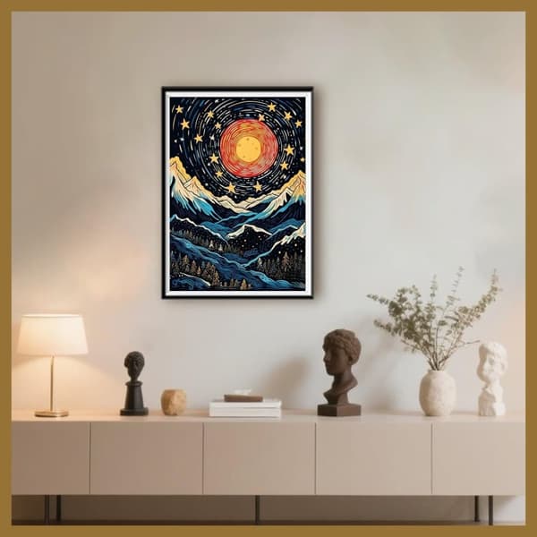 Bomclap Diamantmosaik Bergslandskap - DIY-målningsset för vuxna nybörjare, hemdekoration 30x40 cm