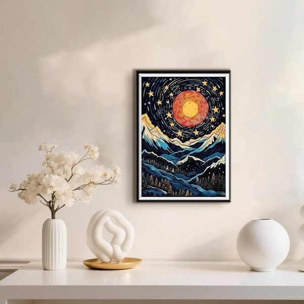 Bomclap Diamantmosaik Bergslandskap - DIY-målningsset för vuxna nybörjare, hemdekoration 30x40 cm