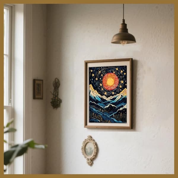 Bomclap Diamantmosaik Bergslandskap - DIY-målningsset för vuxna nybörjare, hemdekoration 30x40 cm