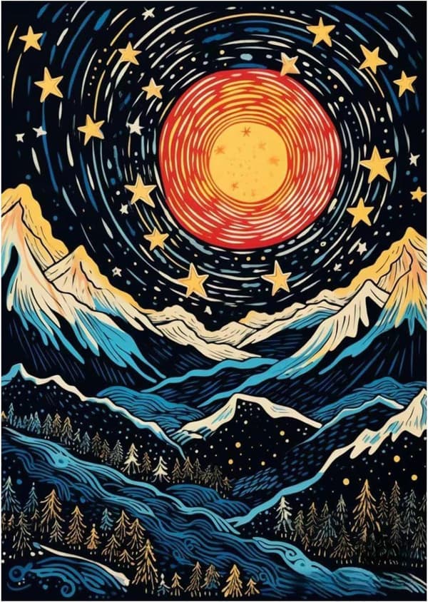 Bomclap Diamantmosaik Bergslandskap - DIY-målningsset för vuxna nybörjare, hemdekoration 30x40 cm
