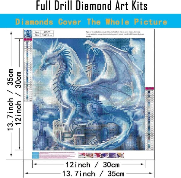 Bomclap 5D Ice Dragon Diamond Art - DIY täysi pyöreä porakuvio aikuisille, kodinsisustus 35x35 cm