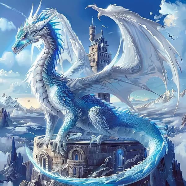 Bomclap 5D Ice Dragon Diamond Art - DIY täysi pyöreä porakuvio aikuisille, kodinsisustus 35x35 cm