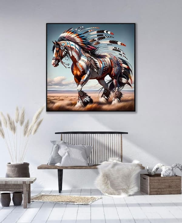 Bomclap hest diamantmaleri - 5D rund perlemosaik for begyndere, boligindretning 35x35 cm