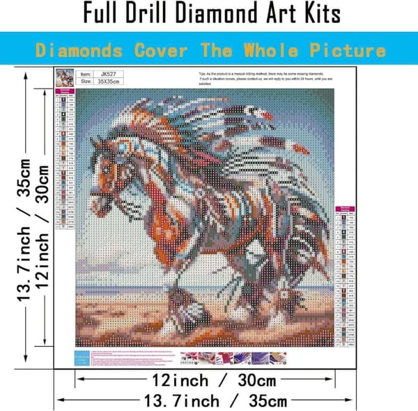 Bomclap hest diamantmaleri - 5D rund perlemosaik for begyndere, boligindretning 35x35 cm