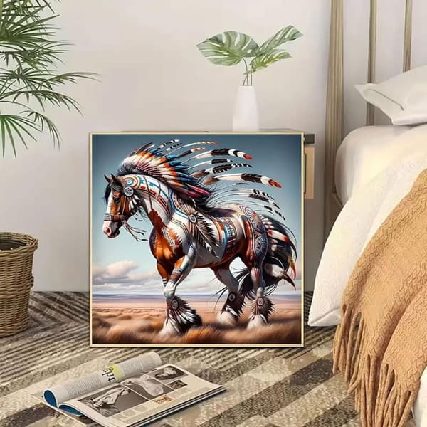 Bomclap hest diamantmaleri - 5D rund perlemosaik for begyndere, boligindretning 35x35 cm