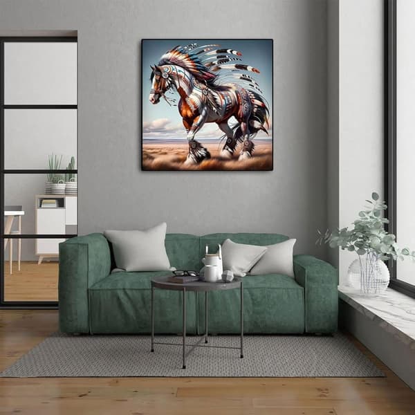 Bomclap hest diamantmaleri - 5D rund perlemosaik for begyndere, boligindretning 35x35 cm