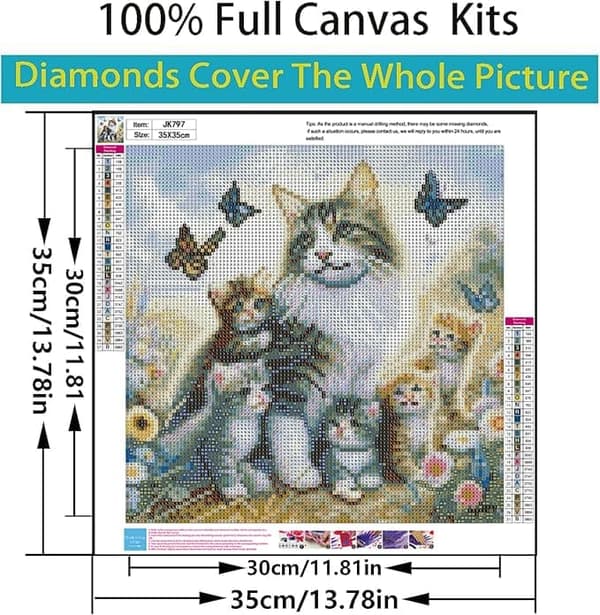 5D Diamantkonstkits för Vuxna Beginners, Mamma och Barn Kattdesign, DIY Full Round Drill Diamantmålning Kits, Fjärilsskog, Diamantdotter Gem Konst Kri