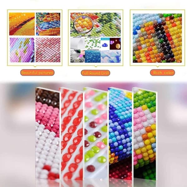 5D Diamantkonstkits för Vuxna Beginners, Mamma och Barn Kattdesign, DIY Full Round Drill Diamantmålning Kits, Fjärilsskog, Diamantdotter Gem Konst Kri