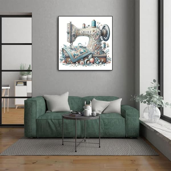 Bomclap Vintage Ompelukone Mosaiikki - 5D Retro Design Timanttimaalaus 35x35 cm