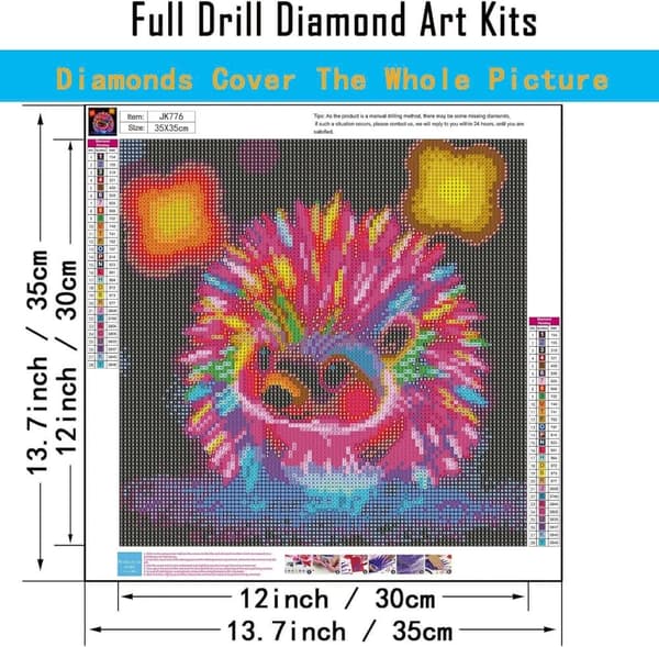 Bomclap Glödande Igelkott - Lysande 5D diamantkonst för hemmet 35x35 cm
