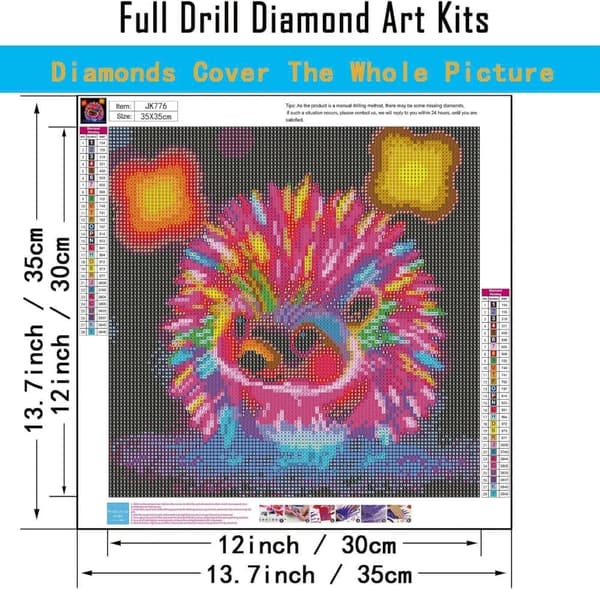 Bomclap Glödande Igelkott - Lysande 5D diamantkonst för hemmet 35x35 cm