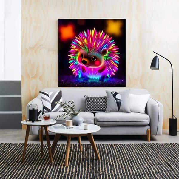 Bomclap Glödande Igelkott - Lysande 5D diamantkonst för hemmet 35x35 cm