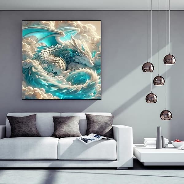 Bomclap Blue Dragon & Clouds - 5D itämainen mosaiikkisetti aikuisille 35x35 cm