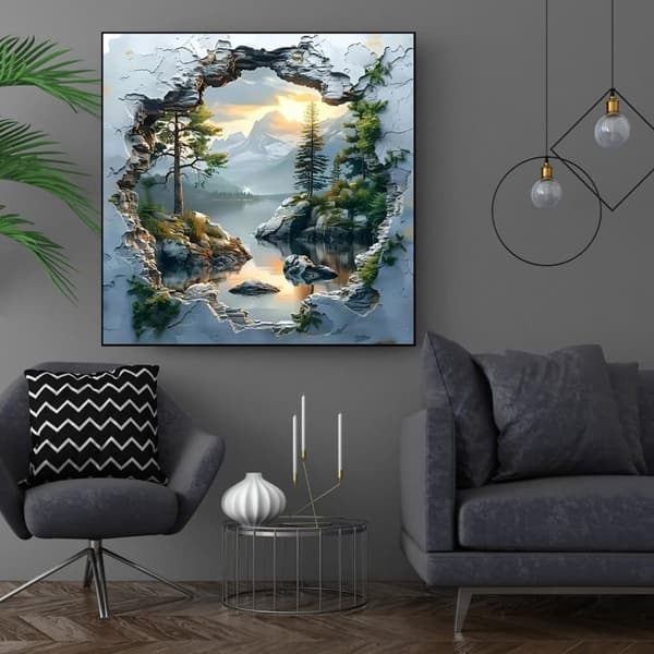 Bomclap Mountain Sunset - 5D romanttinen maisema seinämaalaus kotiin 35x35cm