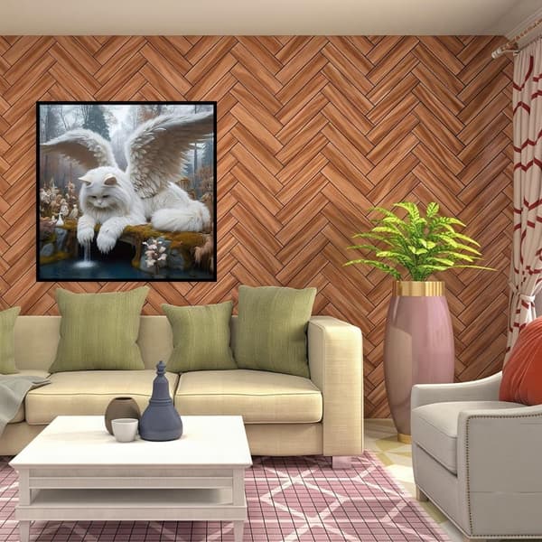 Bomclap Ängelkatt Med Vingar - Unik 5D djurdesign mosaik 35x35 cm