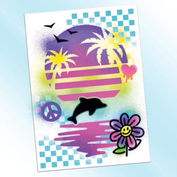 Canal Toys - Airbrush Art - Poster Creation Kit med elektronisk spray, schabloner och markörer - AIR 015