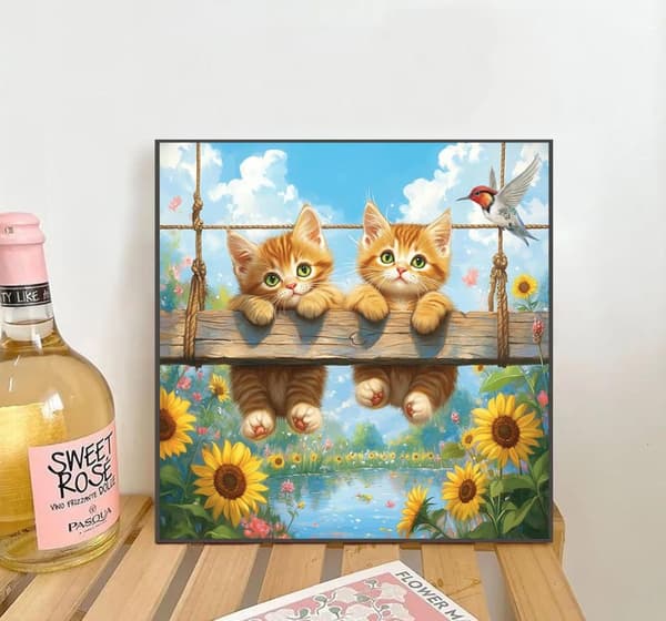 Solros Kattdiamantkonstkits för Vuxna, Diamantmålning Kits för Vuxna Beginners, DIY Full 5D Round Drill Gem Konstkits som Gave, Hemma Väggdekoration 1