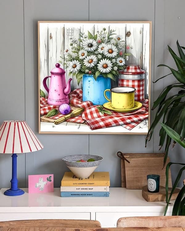 Daisy Vase Diamantkonstkits för Vuxna, Diamantmålning Kits för Vuxna Beginners, DIY Full 5D Round Drill Gem Konstkits som Gave, Hemma Väggdekoration 1