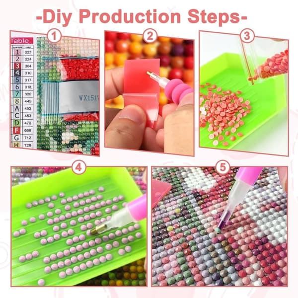 Daisy Vase Diamantkonstkits för Vuxna, Diamantmålning Kits för Vuxna Beginners, DIY Full 5D Round Drill Gem Konstkits som Gave, Hemma Väggdekoration 1