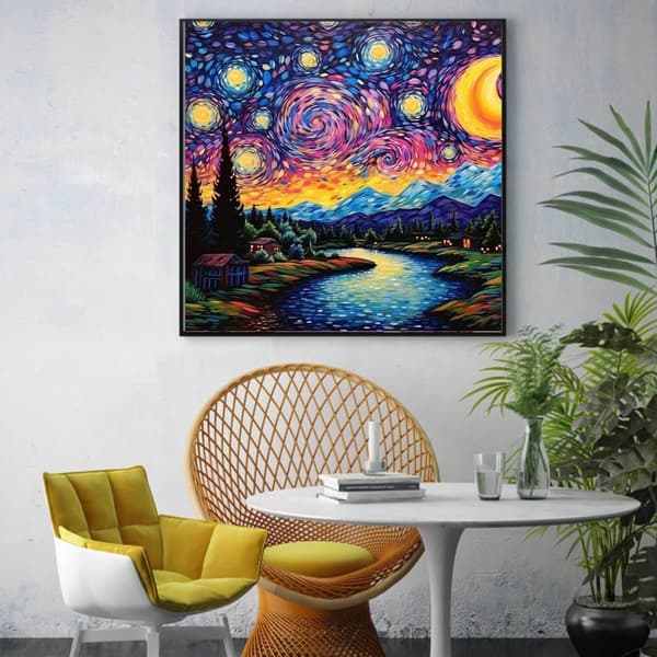Bomclap Stjärnklar Himmel Diamantmålning - 5D DIY Konstkit för Vuxna & Nybörjare 35x35 cm (Fullt Utrustad)