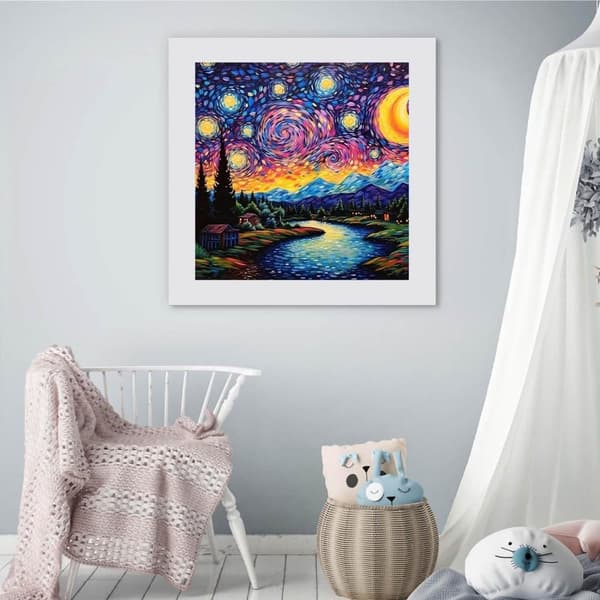 Bomclap Stjärnklar Himmel Diamantmålning - 5D DIY Konstkit för Vuxna & Nybörjare 35x35 cm (Fullt Utrustad)