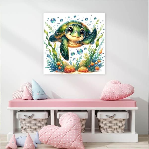 Bomclap Söt Sköldpadda Diamantpussel - 5D Hemdekoration DIY Kit för Vuxna 35x35 cm