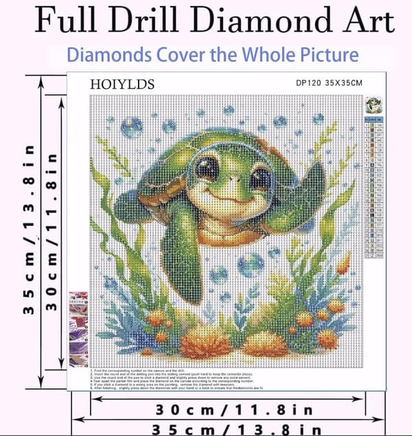 Bomclap Söt Sköldpadda Diamantpussel - 5D Hemdekoration DIY Kit för Vuxna 35x35 cm