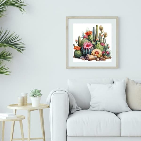 Bomclap Kaktus Diamantmålning - Blomsterdesign Rund Drill Kit för Nybörjare 35x35 cm