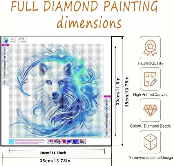 Bomclap Varg Diamantmålning - 5D Vildmarksdesign 35x35 cm (Fullt Utrustat Kit)