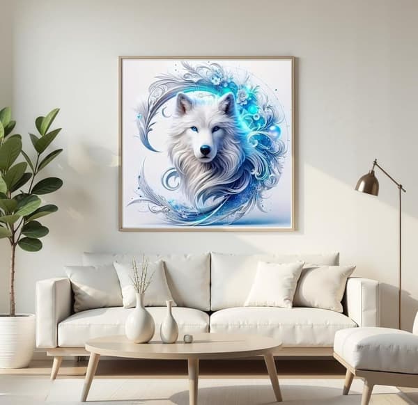Bomclap Varg Diamantmålning - 5D Vildmarksdesign 35x35 cm (Fullt Utrustat Kit)