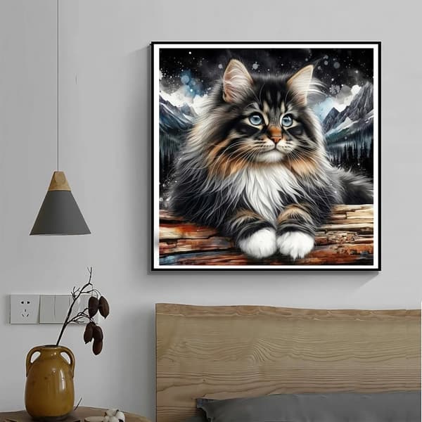 Bomclap Cat Diamond Art - 5D-kodin sisustussarja 35x35 cm (täysi pora)