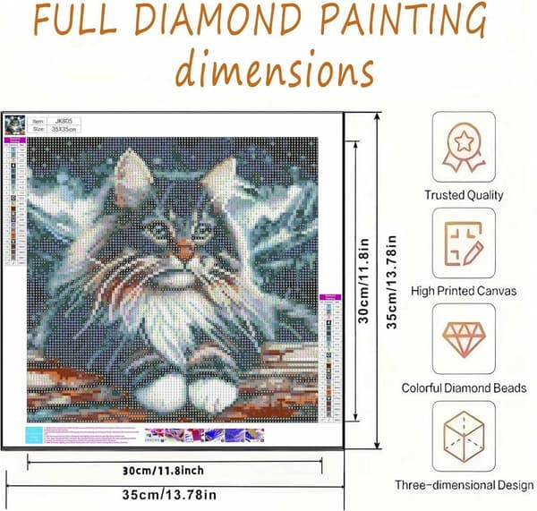 Bomclap Cat Diamond Art - 5D-kodin sisustussarja 35x35 cm (täysi pora)